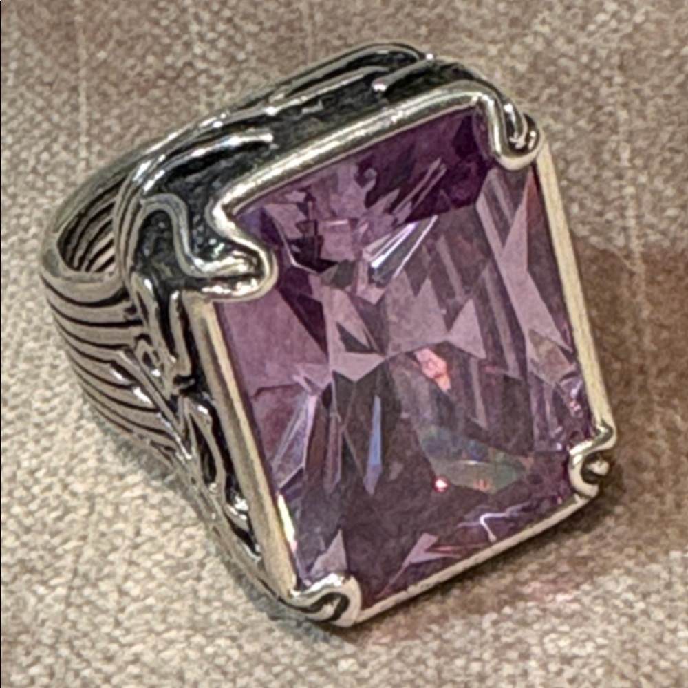 Silpada Chunky Vibrant Silver Ring with Lavender Purple Stone Size 7